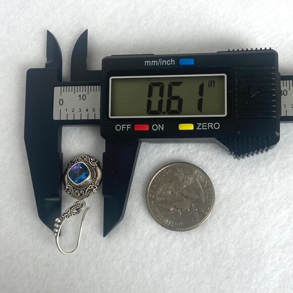 Sarda Sterling Silver 925 Mystic Quartz Bali Scrollwork Dangle Drop Earrings - Picture 15 of 16